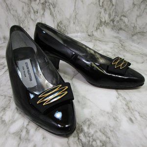 Luciano Valentino Size 36.5 (US 6.5) Black and Gold